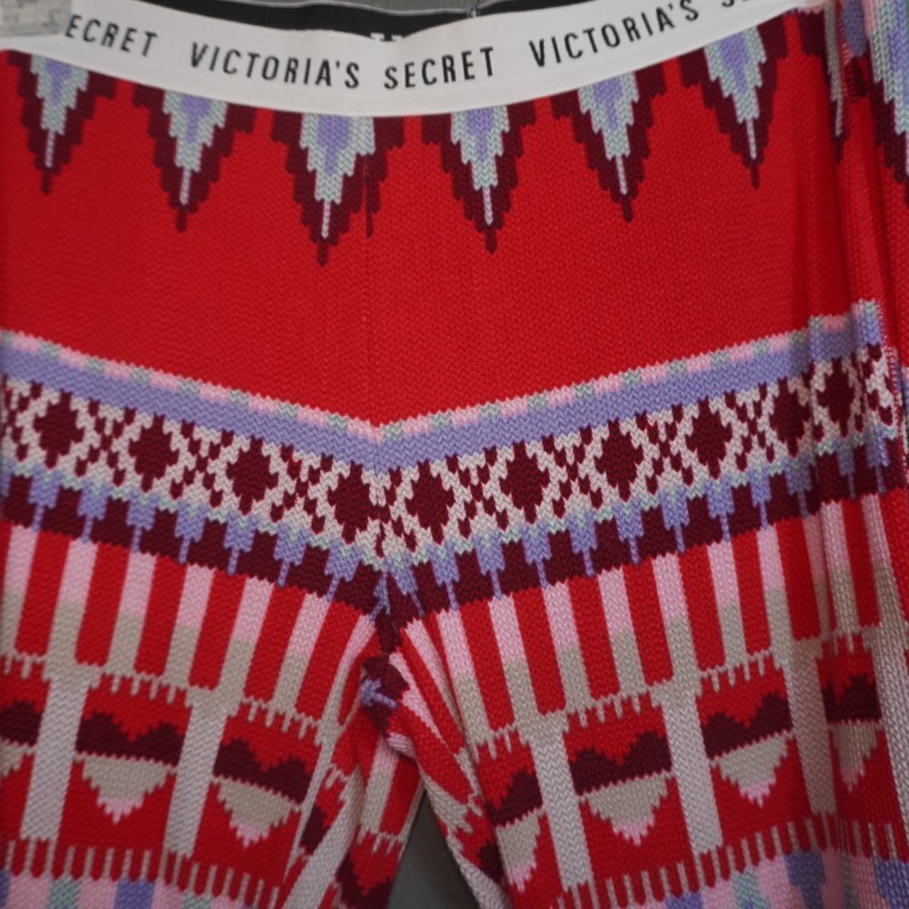 Victorias Secret Womens Fireside Thermal Red Fairisle Pajama Set Size Small - Picture 5 of 12